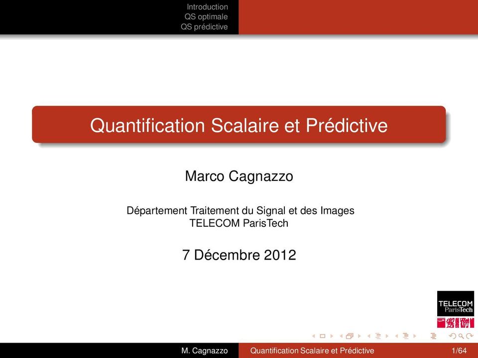 des Images TELECOM ParisTech 7 Décembre 2012 M.