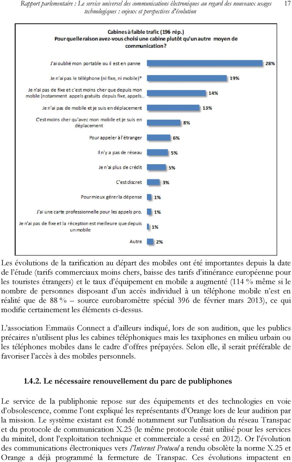 personnes disposant d un accès individuel à un téléphone mobile n est en réalité que de 88 % source eurobaromètre spécial 396 de février mars 2013), ce qui modifie certainement les éléments ci-dessus.