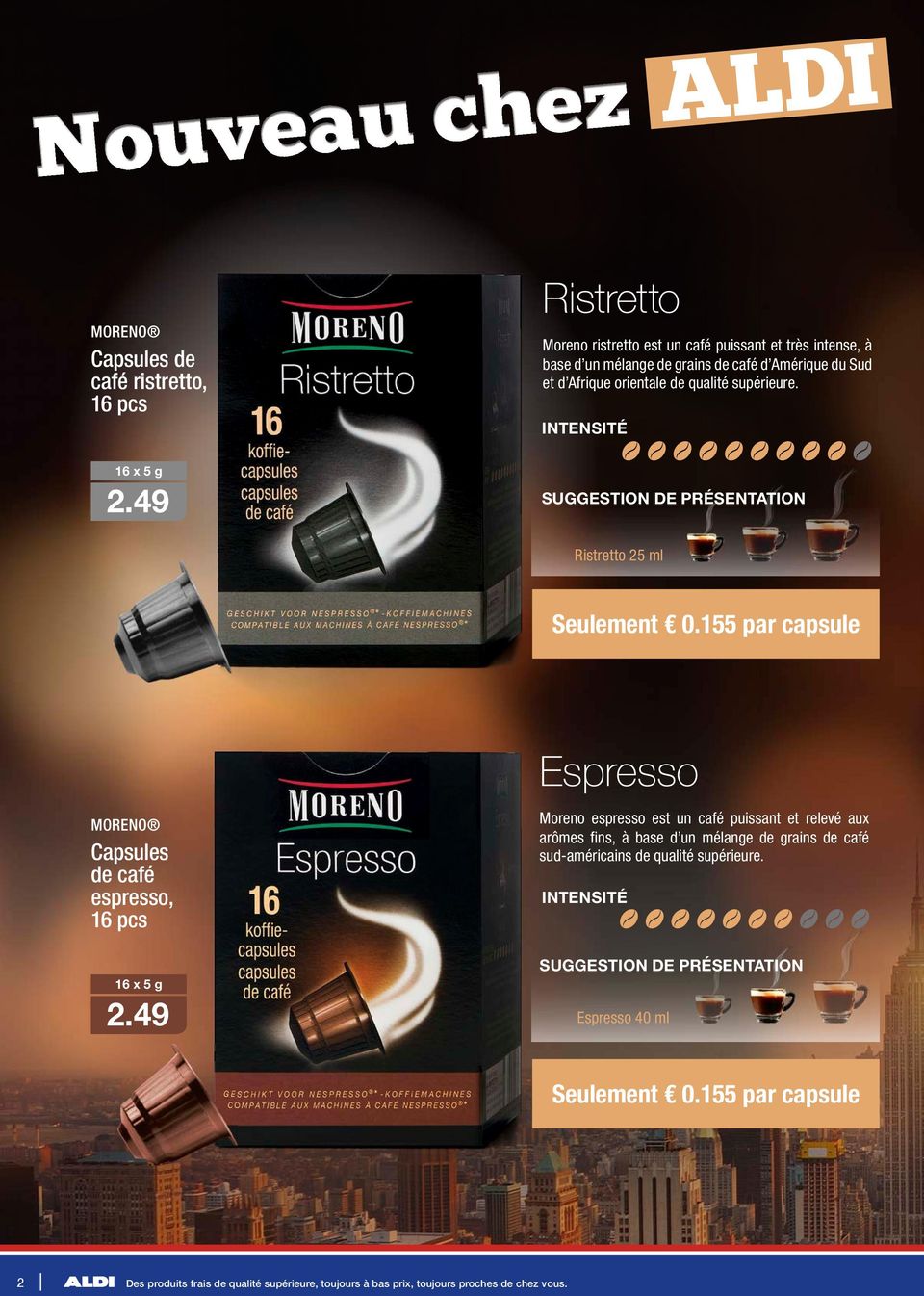 155 par capsule MORENO Capsules de café espresso, 16 pcs 16 x 5 g 2.