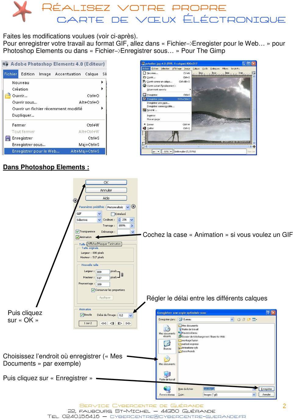 Elements ou dans «Fichier->Enregistrer sous» Pour The Gimp Dans Photoshop Elements : Cochez la case «Animation»