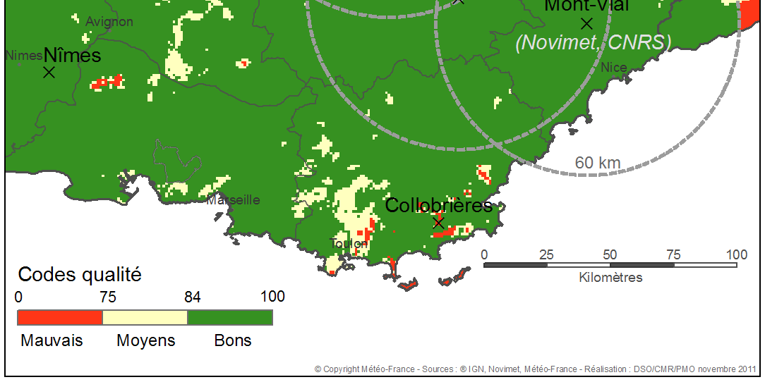 Réseau de radars RHYTMME en 2013 Septembre 2012 : Mont Colombis, 1770 m Bollène Colombis Juillet 2013 : Vars Mayt,