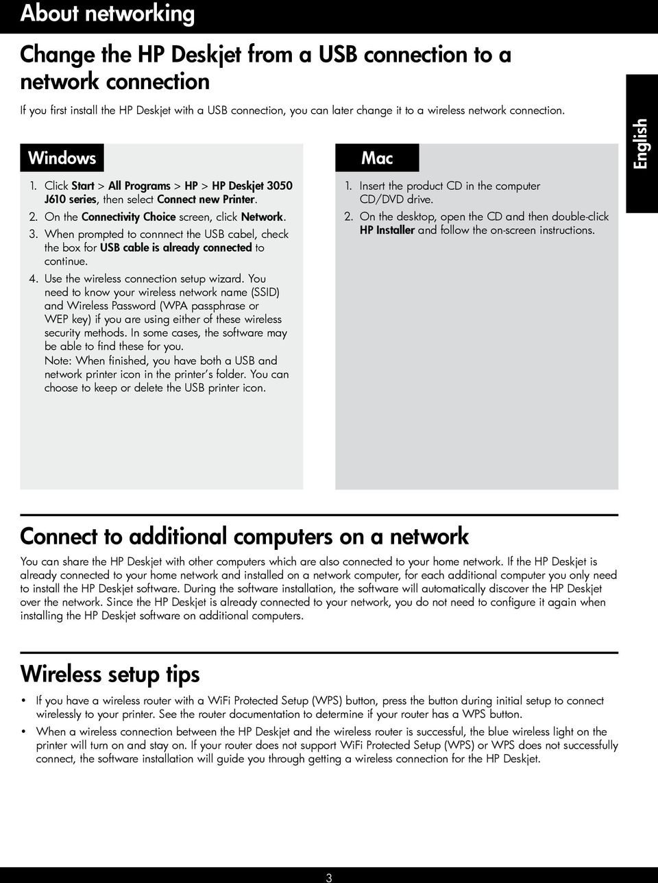4. Use the wireless connection setup wizard.
