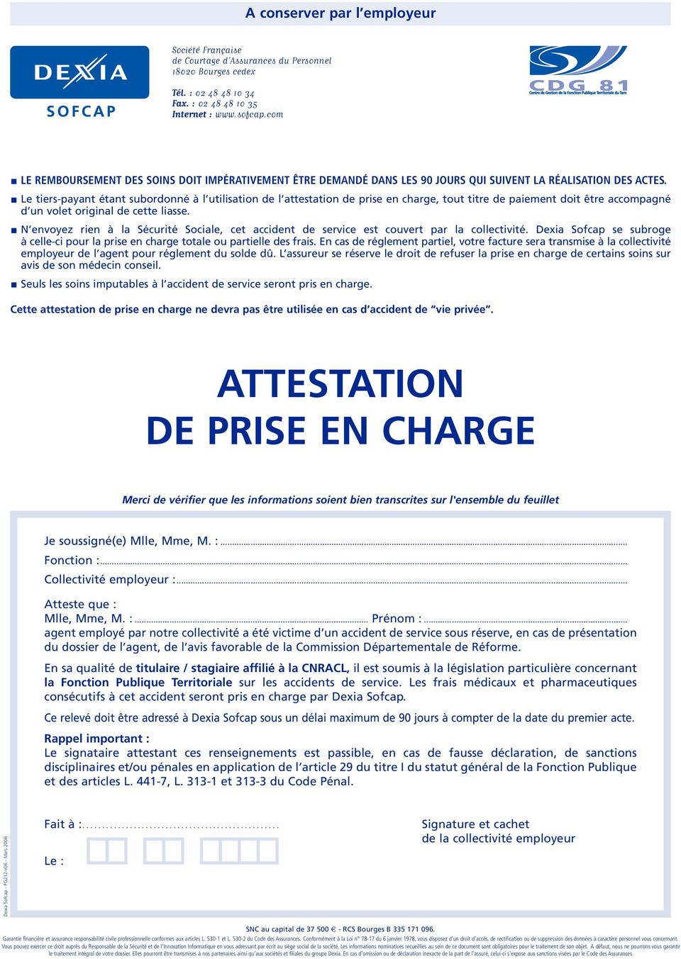 ATTESTATION DE PRISE EN CHARGE - PDF Free Download