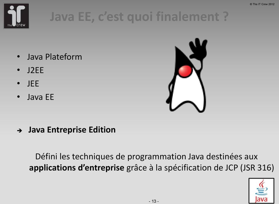 Edition Défini les techniques de programmation Java