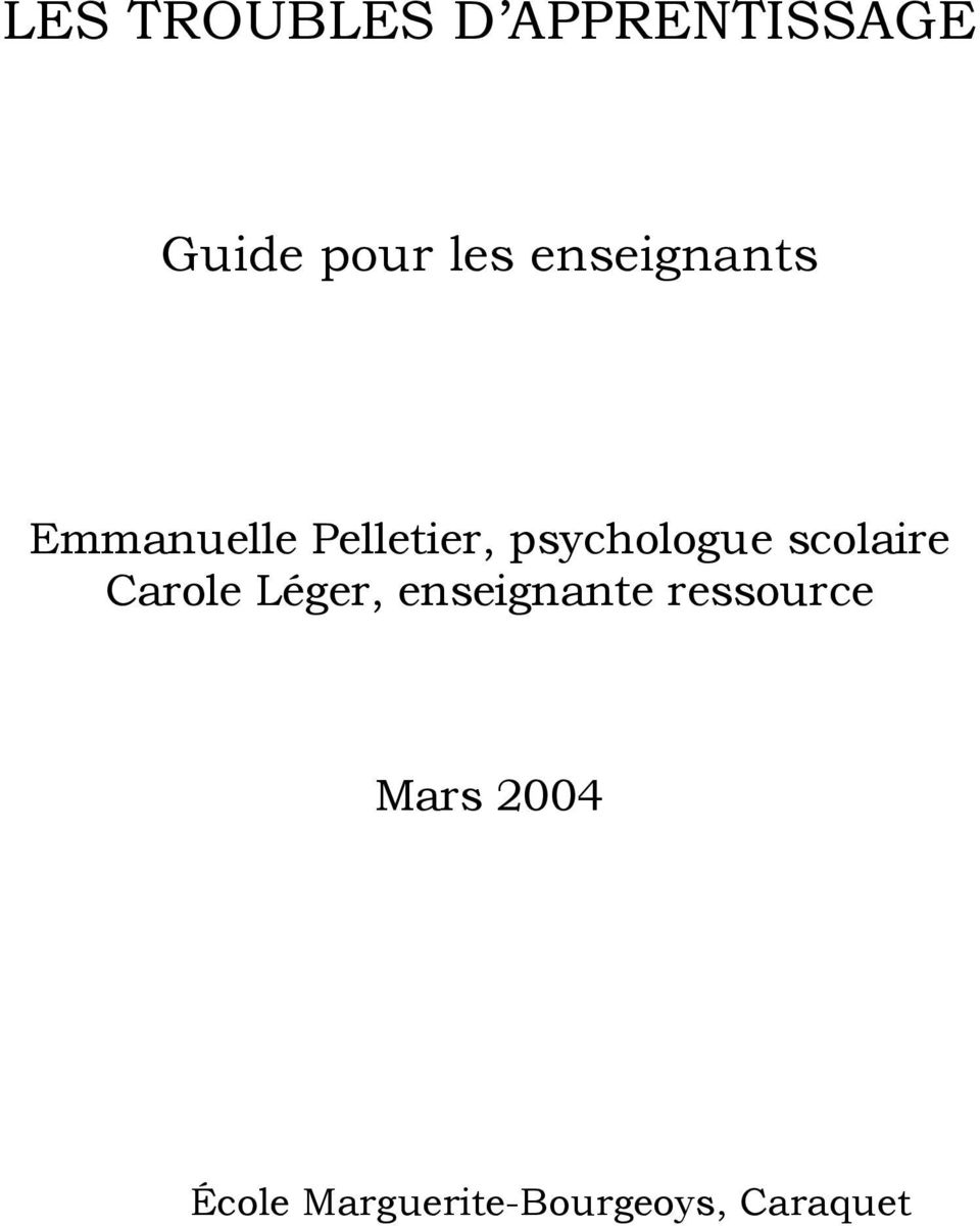 scolaire Carole Léger, enseignante ressource