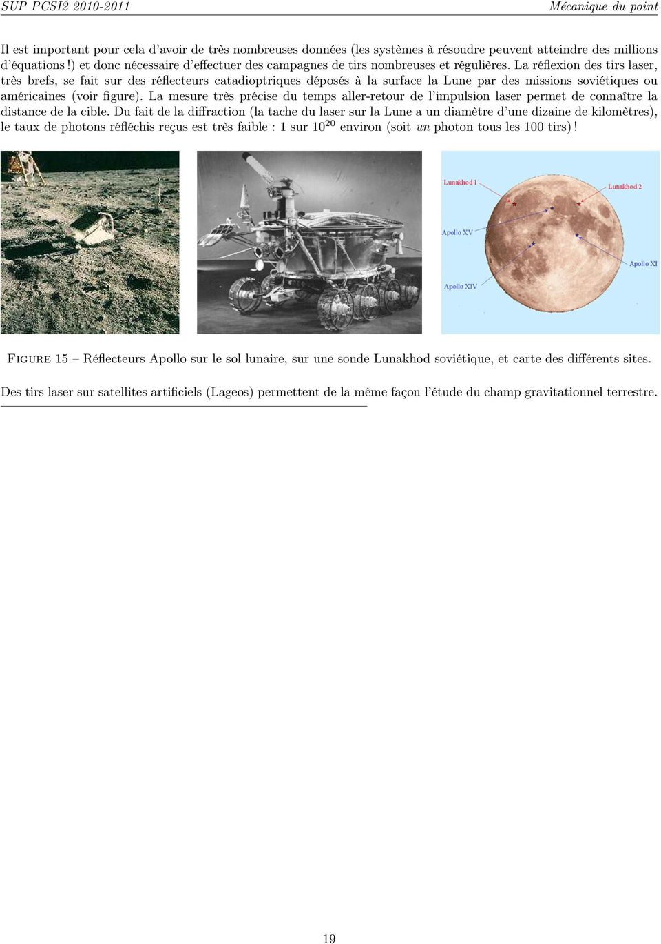 La réflexion des tirs laser, très brefs, se fait sur des réflecteurs catadioptriques déposés à la surface la Lune par des missions soviétiques ou américaines (voir figure).