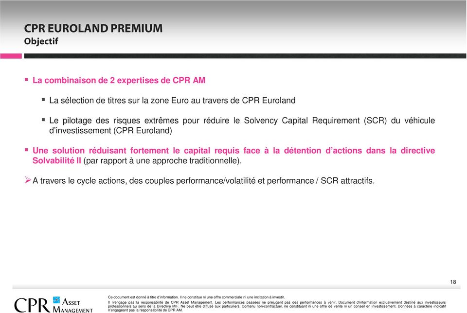 Euroland) Une solution réduisant fortement le capital requis face à la détention d actions dans la directive Solvabilité II (par