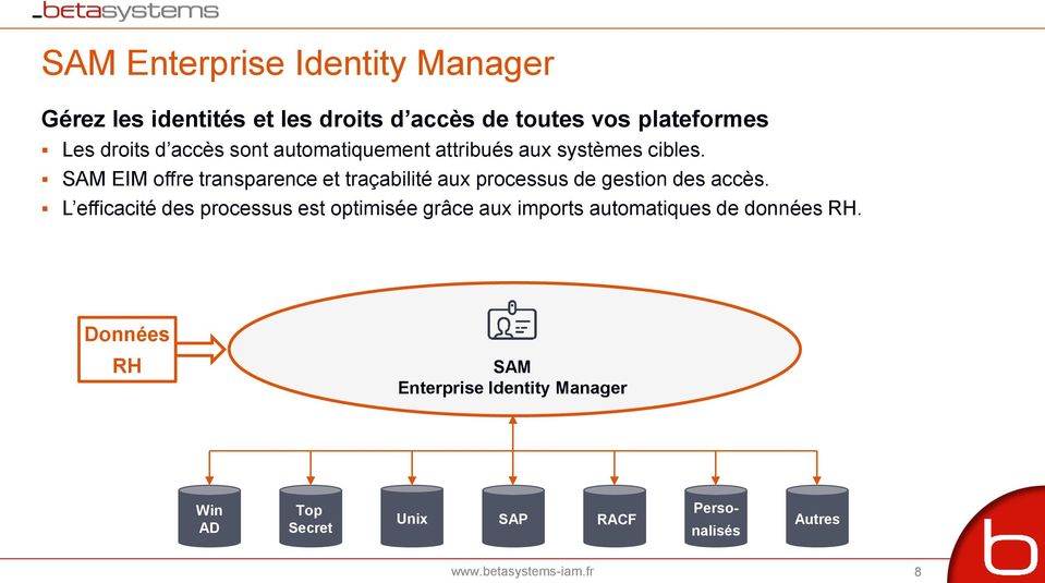SAM EIM offre transparence et traçabilité aux processus de gestion des accès.