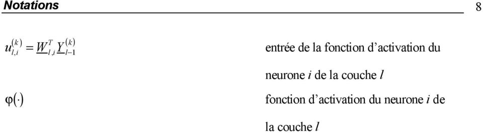 activation du neurone i de la couche l