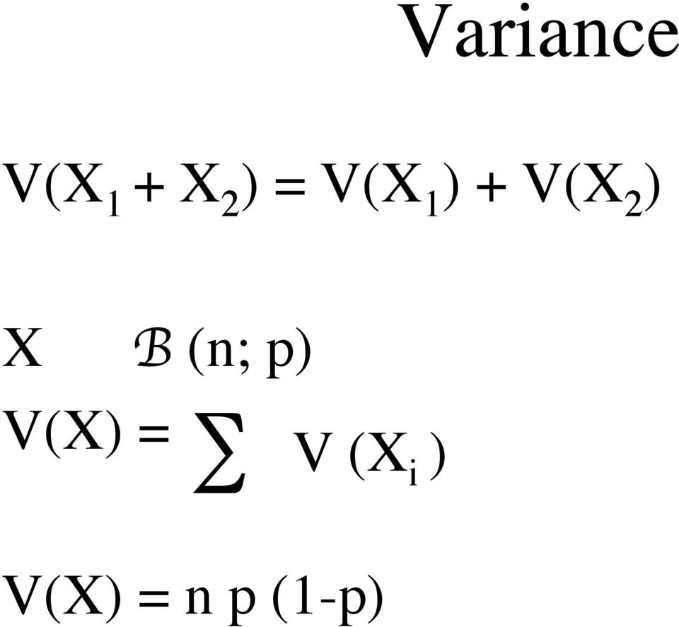 B (n; p) V(X) = " V (X