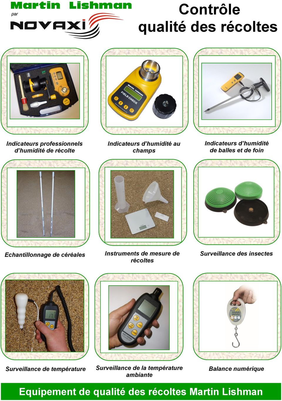 céréales Instruments de mesure de récoltes Surveillance des insectes Surveillance de température