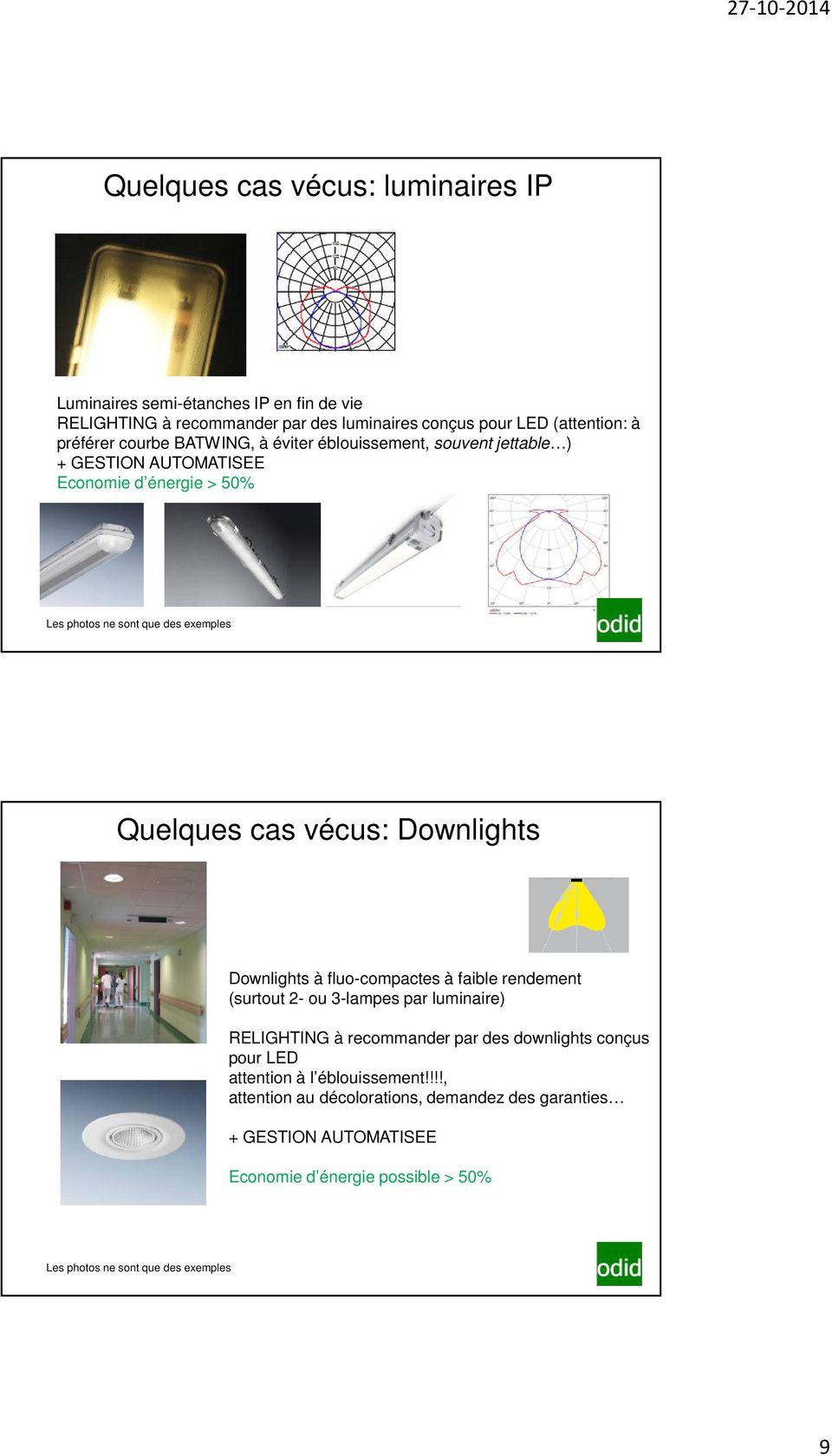 Downlights Downlights à fluo-compactes à faible rendement (surtout 2- ou 3-lampes par luminaire) RELIGHTING à recommander par des downlights conçus pour LED