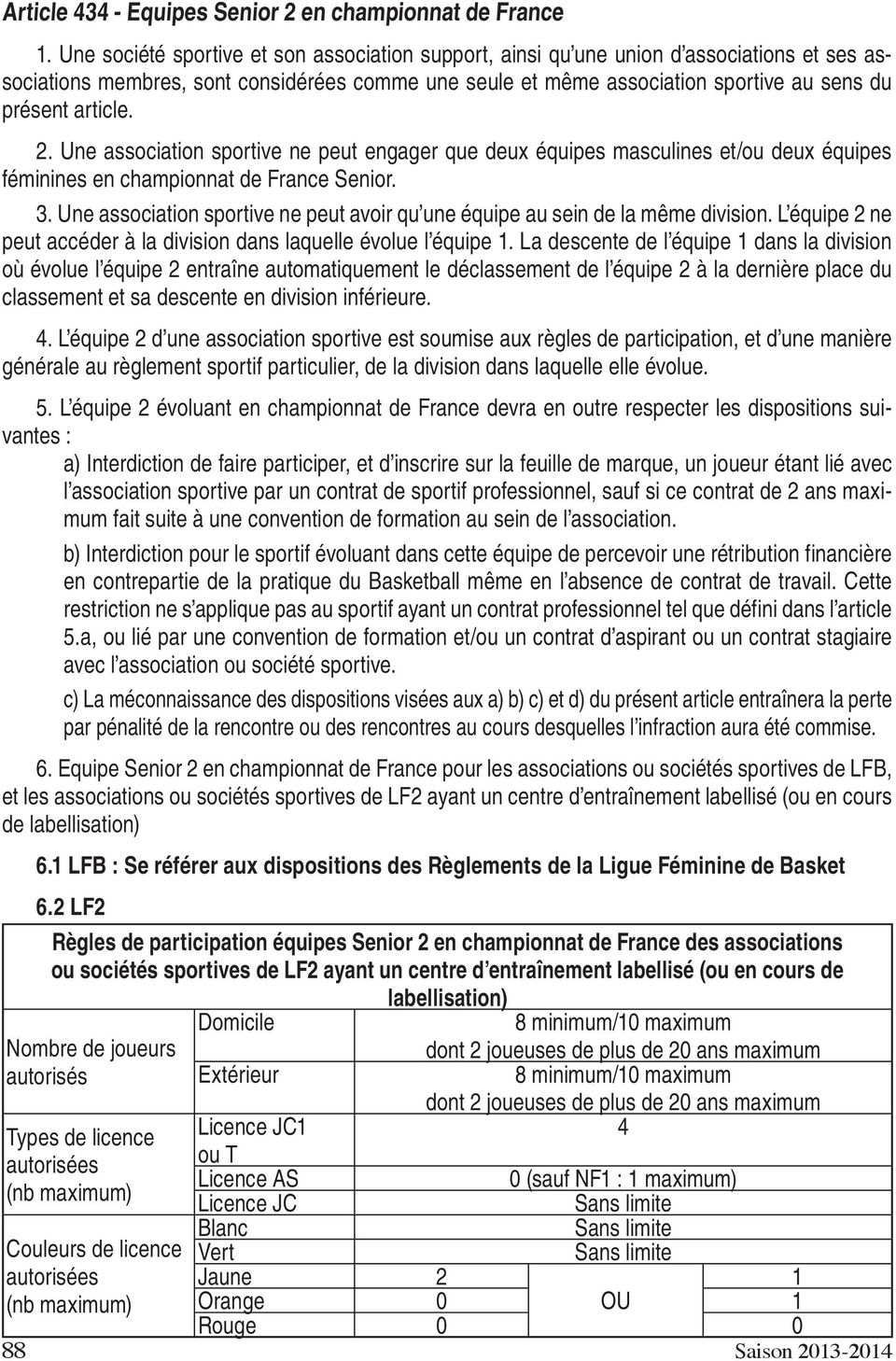 article. 2. Une association sportive ne peut engager que deux équipes masculines et/ou deux équipes féminines en championnat de France Senior. 3.