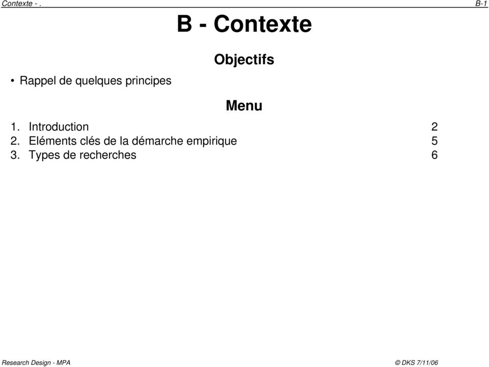 principes Objectifs Menu 1.
