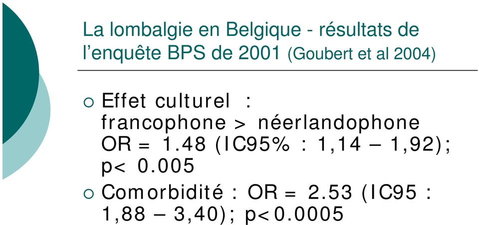 francophone > néerlandophone OR = 1.
