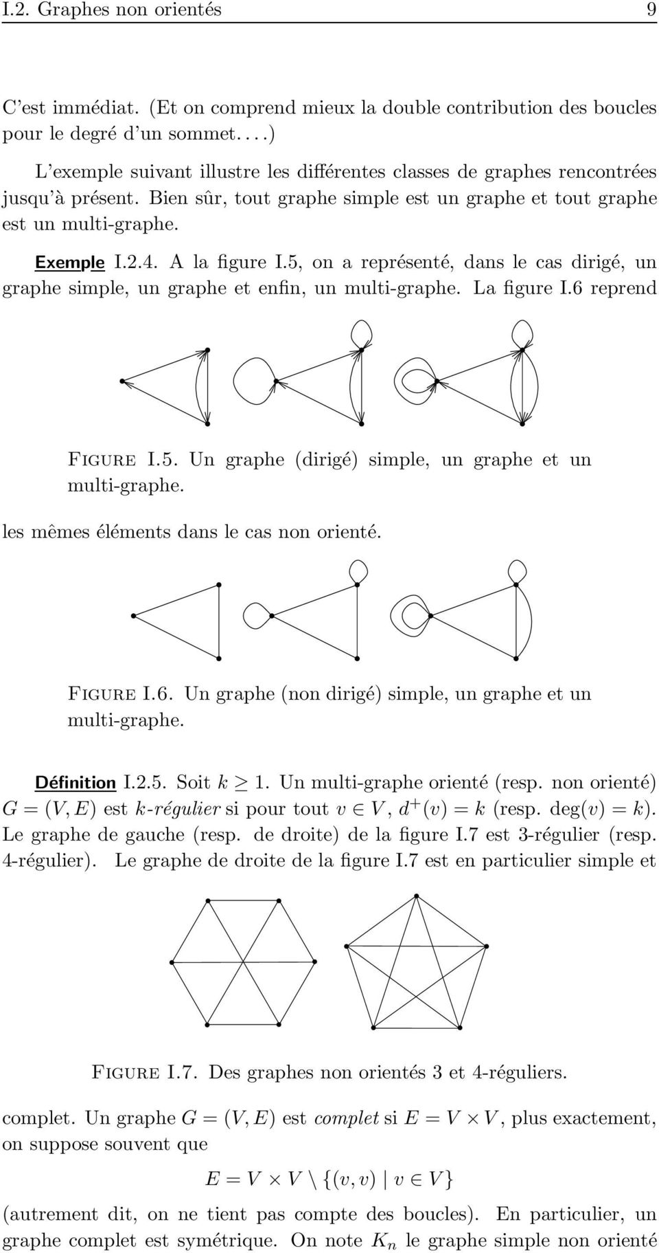 A la figure I.5, on a représenté, dans le cas dirigé, un graphe simple, un graphe et enfin, un multi-graphe. La figure I.6 reprend Figure I.5. Un graphe (dirigé) simple, un graphe et un multi-graphe.