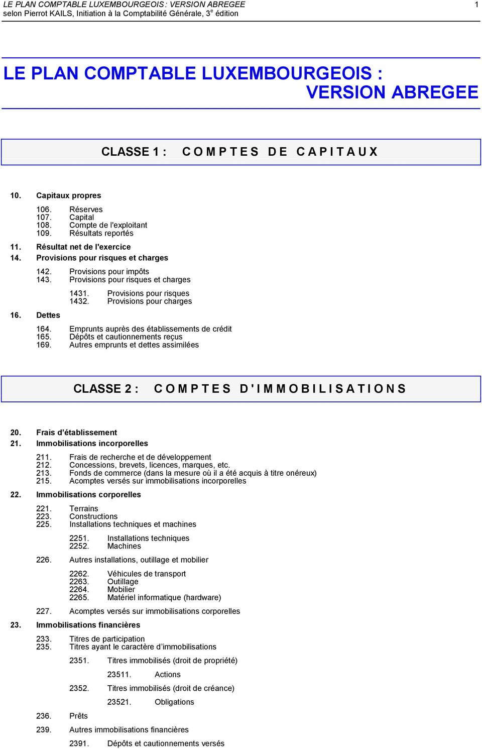 LE PLAN COMPTABLE LUXEMBOURGEOIS : VERSION ABREGEE - PDF Téléchargement  Gratuit
