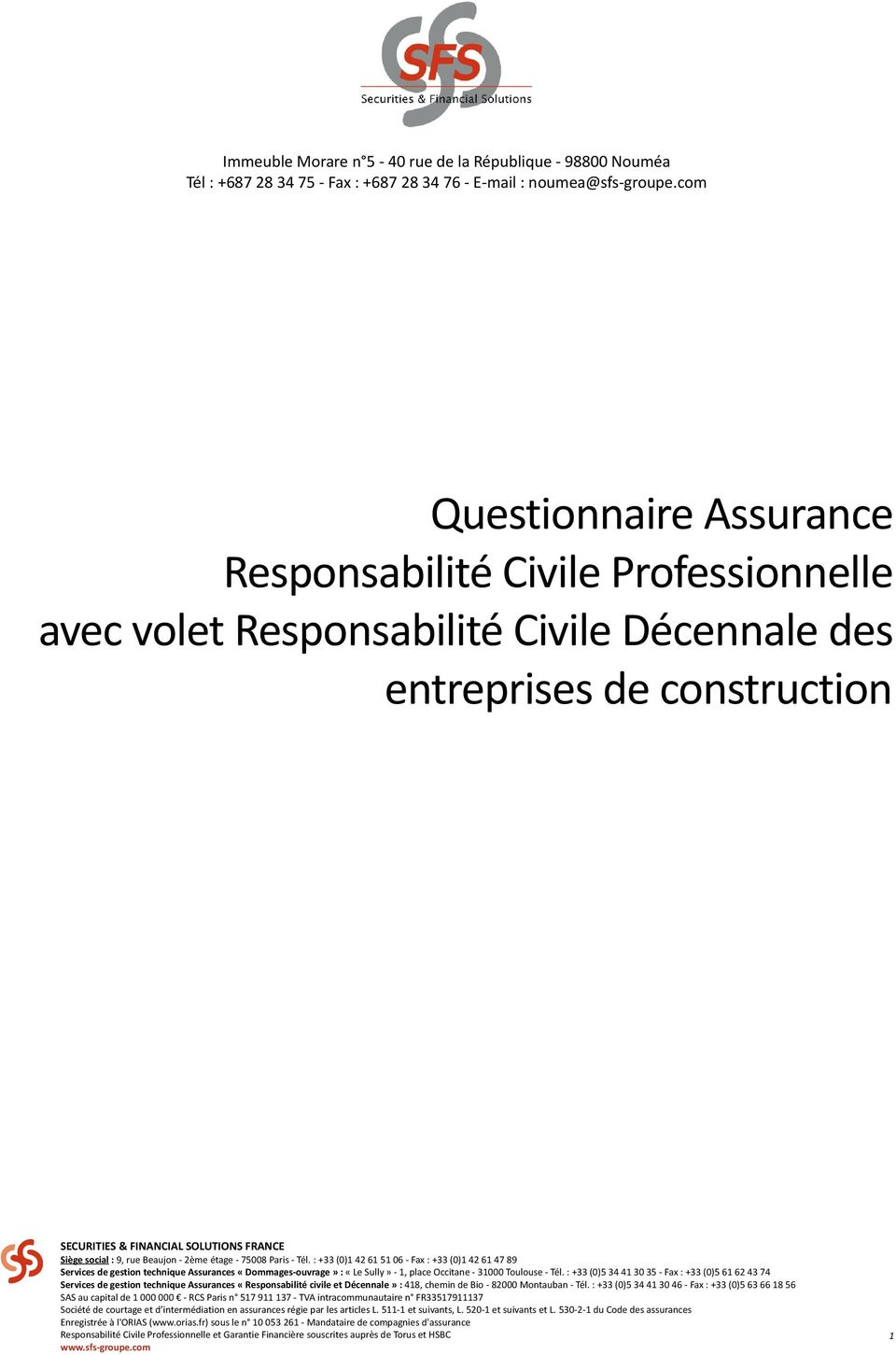 com Questionnaire Assurance Responsabilité Civile Professionnelle