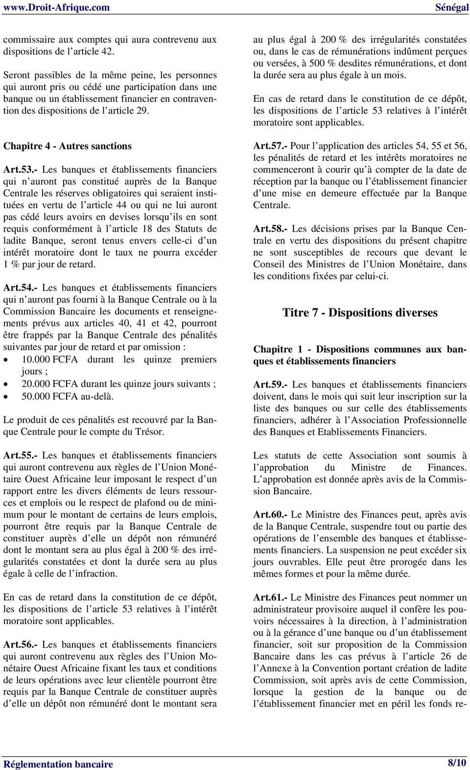 Chapitre 4 - Autres sanctions Art.53.
