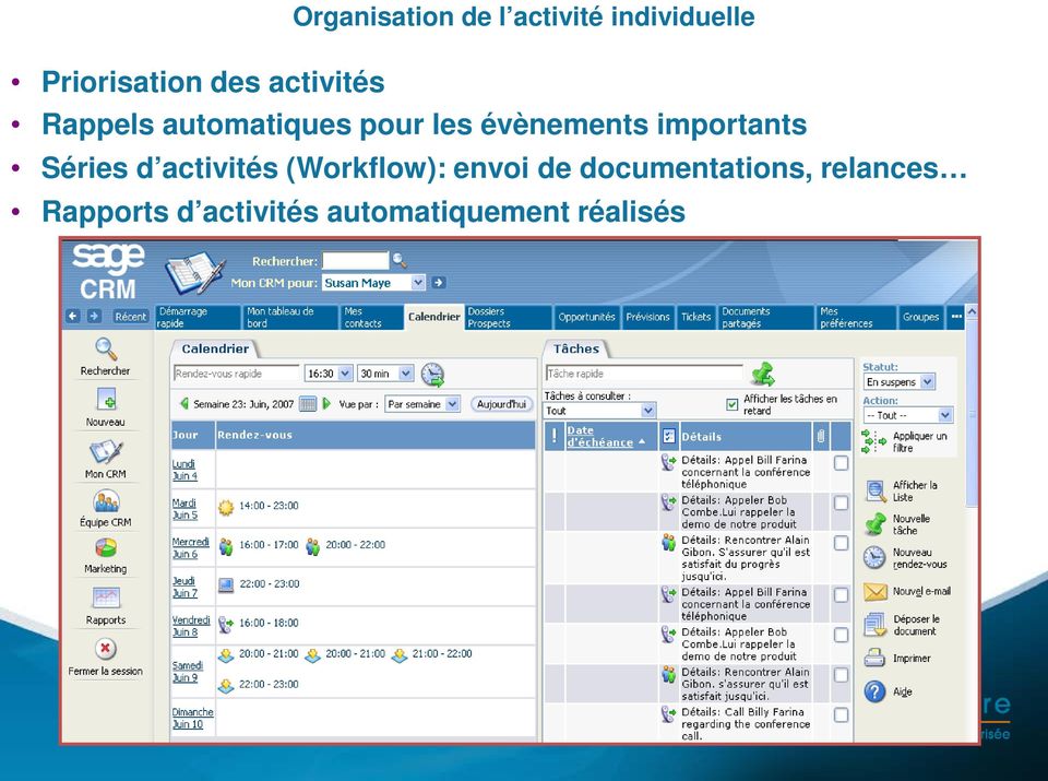 importants Séries d activités (Workflow): envoi de