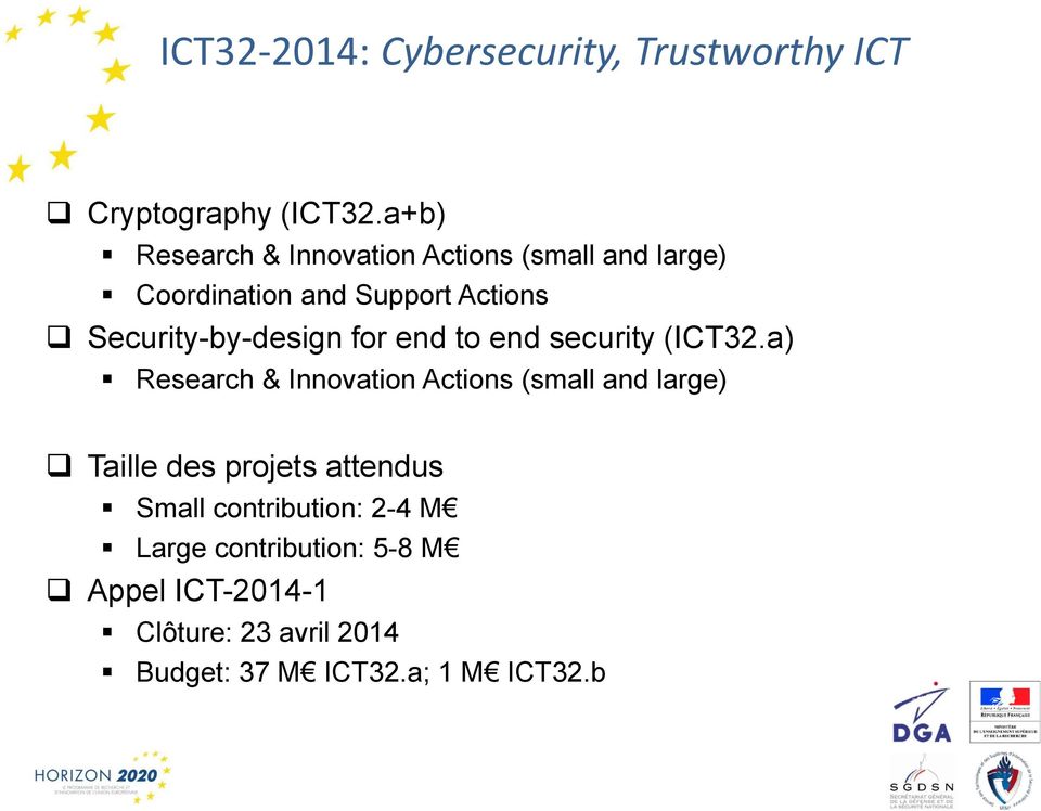 Security-by-design for end to end security (ICT32.