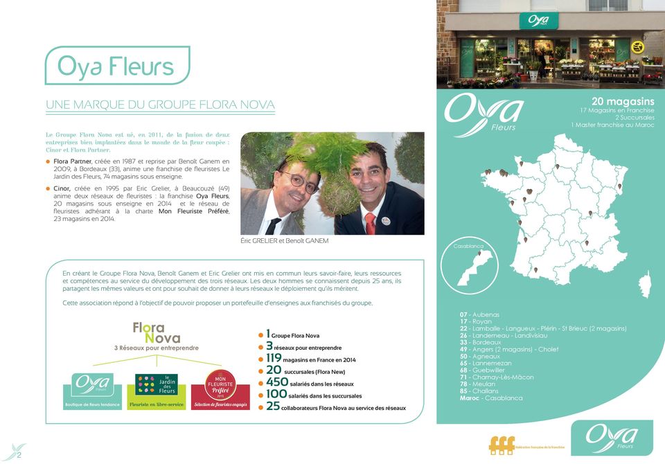 Cinor, créée en 1995 par Eric Grelier, à Beaucouzé (49) anime deux réseaux de fleuristes : la franchise Oya Fleurs, 20 magasins sous enseigne en 2014 et le réseau de fleuristes adhérant à la charte