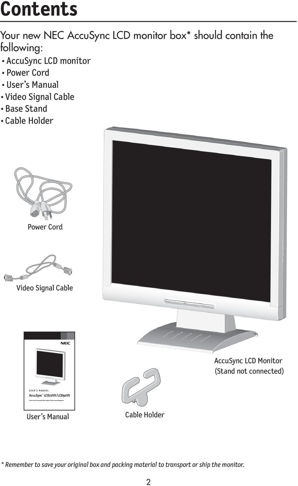 Signal Cable AccuSync LCD Monitor.