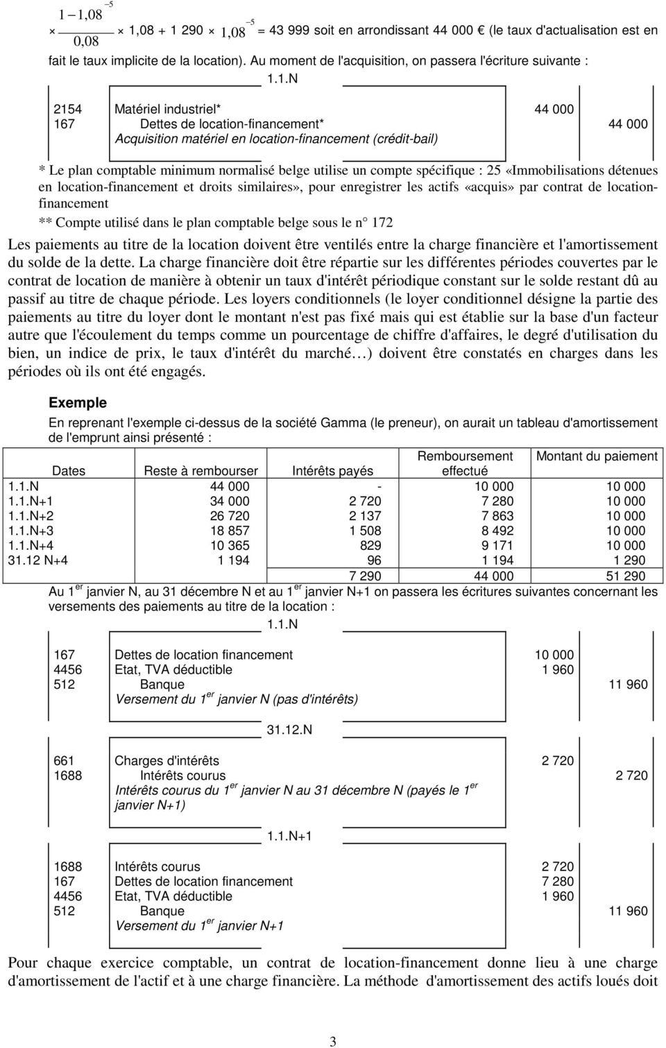 Le plan comptable minimum normalisé belge utilise un compte spécifique : 25 «Immobilisations détenues en location-financement et droits similaires», pour enregistrer les actifs «acquis» par contrat