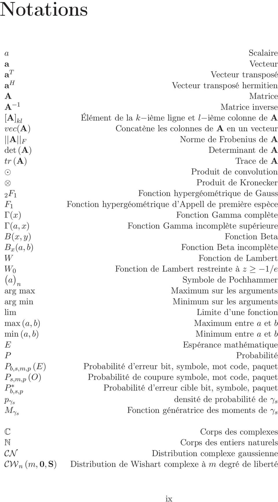 Frobenius de A Determinant de A Trace de A Produit de convolution Produit de Kronecker Fonction hypergéométrique de Gauss Fonction hypergéométrique d Appell de première espèce Fonction Gamma complète