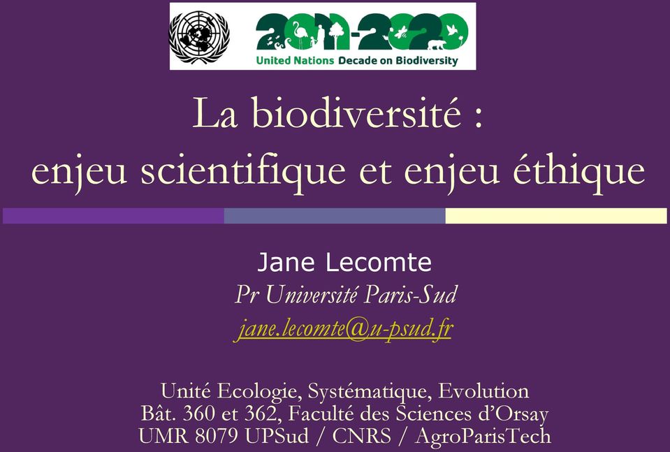 fr Unité Ecologie, Systématique, Evolution Bât.