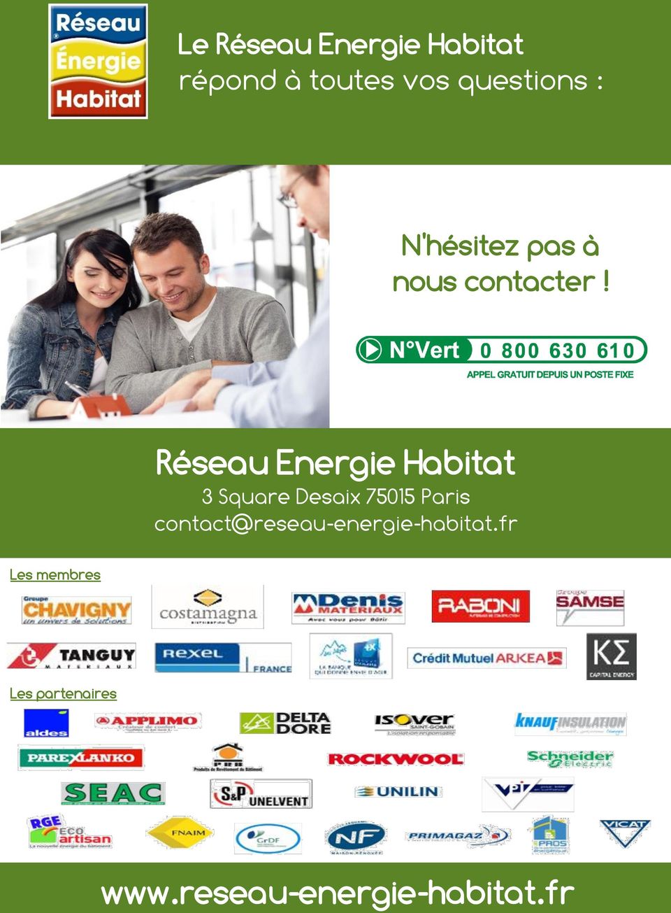 Réseau Energie Habitat 3 Square Desaix 75015 Paris