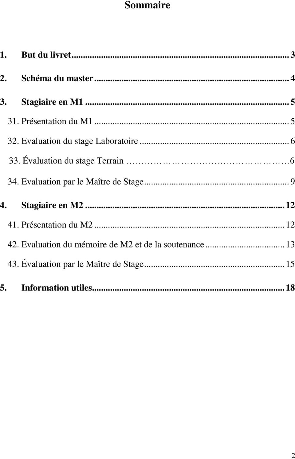 Evaluation par le Maître de Stage... 9 4. Stagiaire en M2... 12 41. Présentation du M2... 12 42.