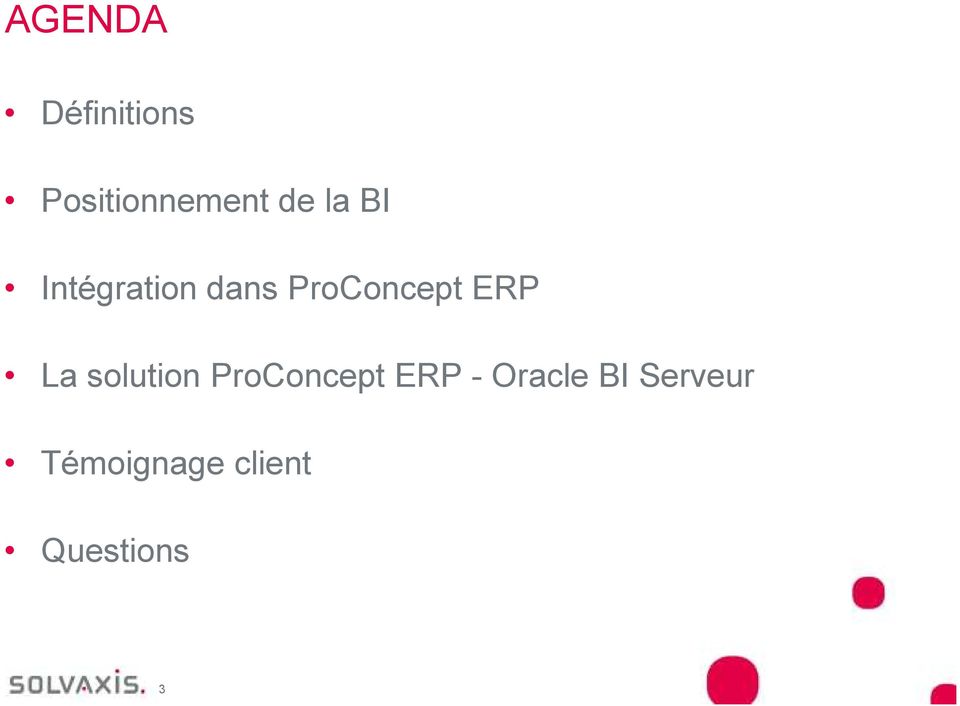 La solution ProConcept ERP - Oracle BI
