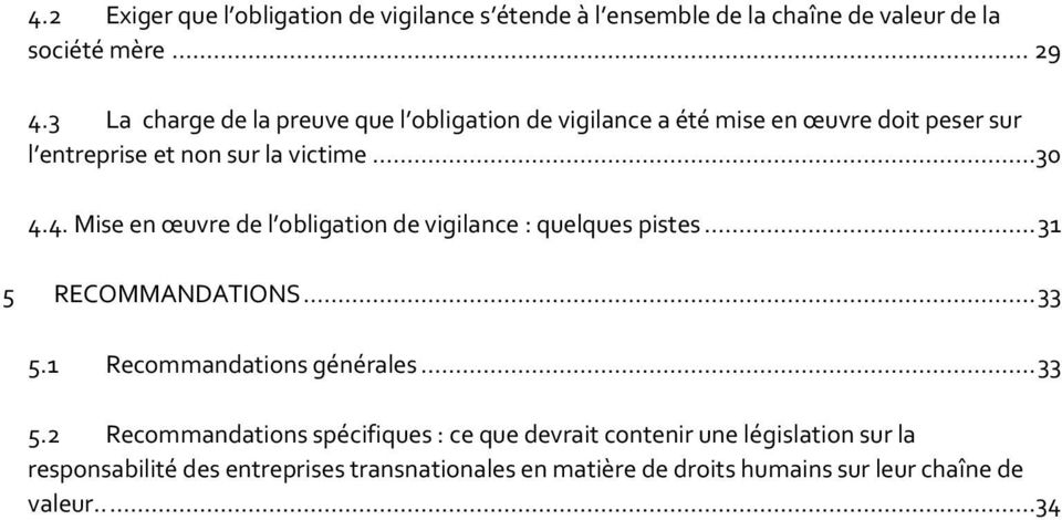 4. Mise en œuvre de l obligation de vigilance : quelques pistes... 31 5 RECOMMANDATIONS... 33 5.