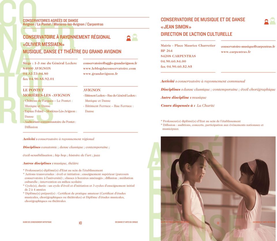 01 LE PONTET MORIÈRES-LES -AVIGNON - Château de Fargues Le Pontet : Musique et Danse - Espace Folard Morières-Lès-Avignon : Danse - Auditorium communautaire du Pontet : Diffusion