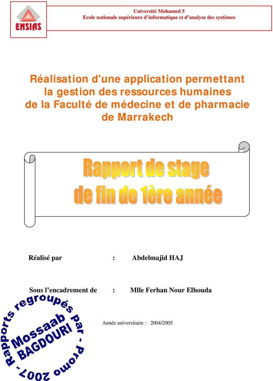 humaines de la Faculté de médecine et de pharmacie de Marrakech Réalisé par :