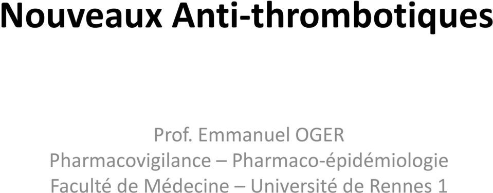 Pharmaco-épidémiologie Faculté