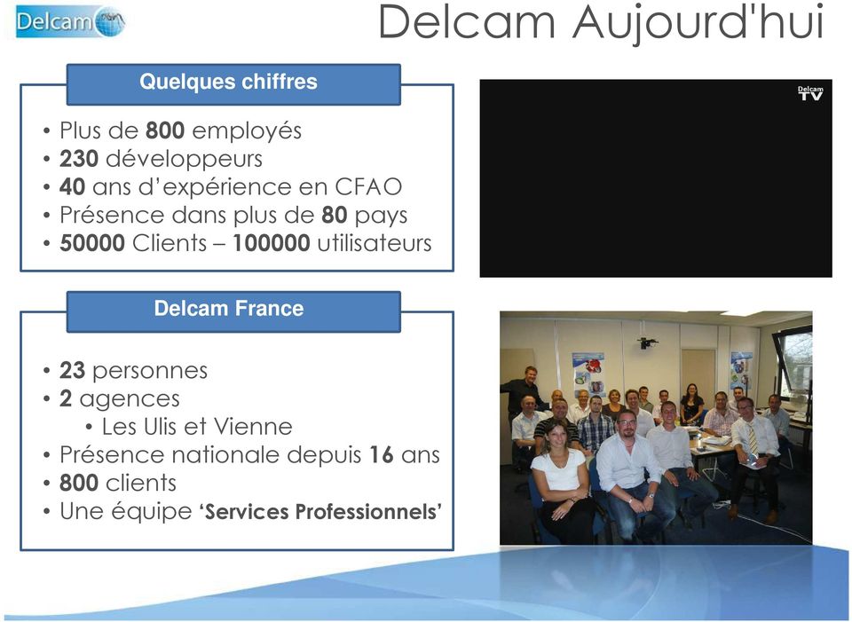 Clients 100000 utilisateurs Delcam France 23 personnes 2agences Les