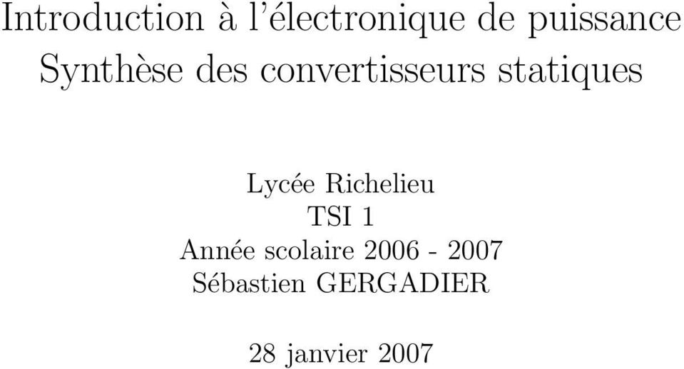 statiques Lycée Richelieu TSI 1 Année