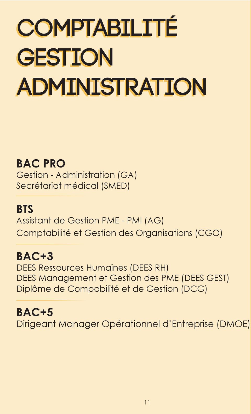 BAC+3 DEES Ressources Humaines (DEES RH) DEES Management et Gestion des PME (DEES GEST)