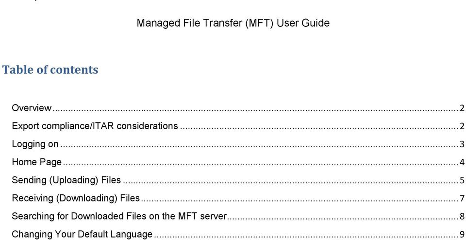 ..4 Sending (Uploading) Files...5 Receiving (Downloading) Files.