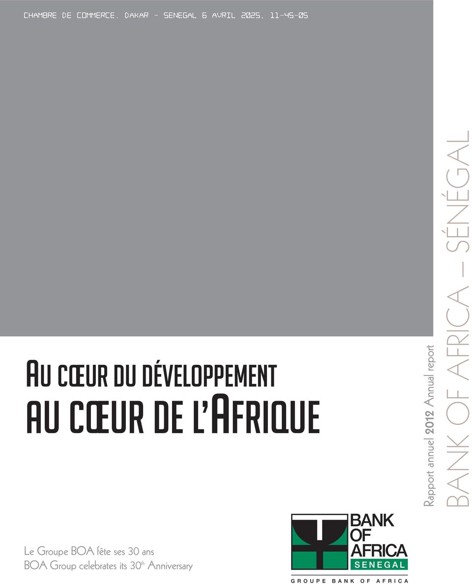 développement Au coeur de l Afrique Rapport annuel 2012
