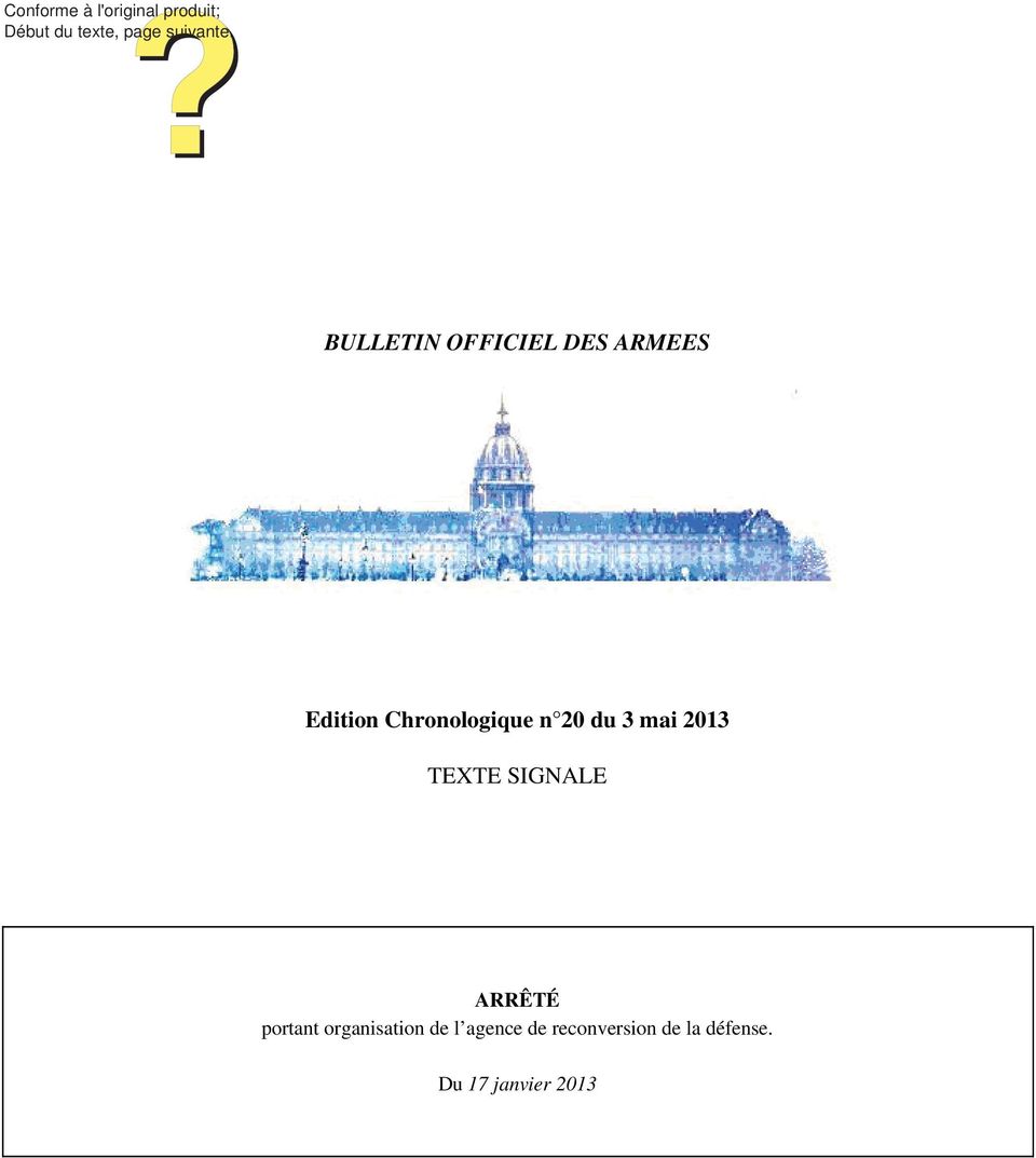 BULLETIN OFFICIEL DES ARMEES Edition Chronologique n 20 du
