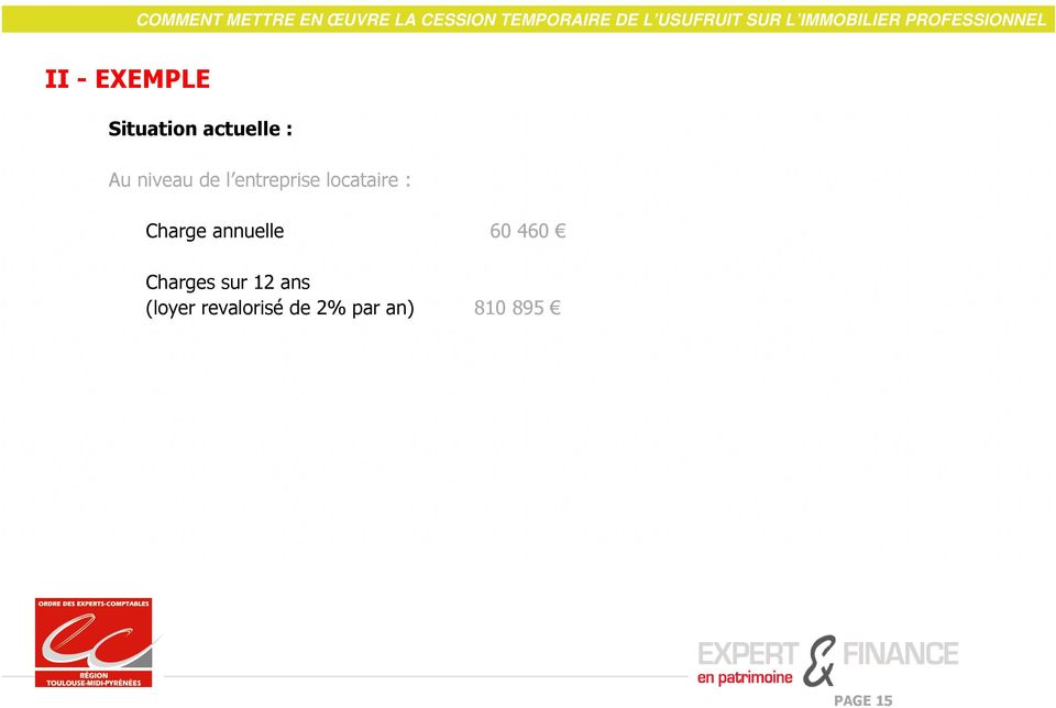 Charge annuelle 60 460 Charges sur 12