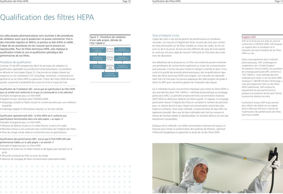 Pour les filtres terminaux HEPA, cela implique la qualification initiale et une requalification périodique des performances de ces filtres.