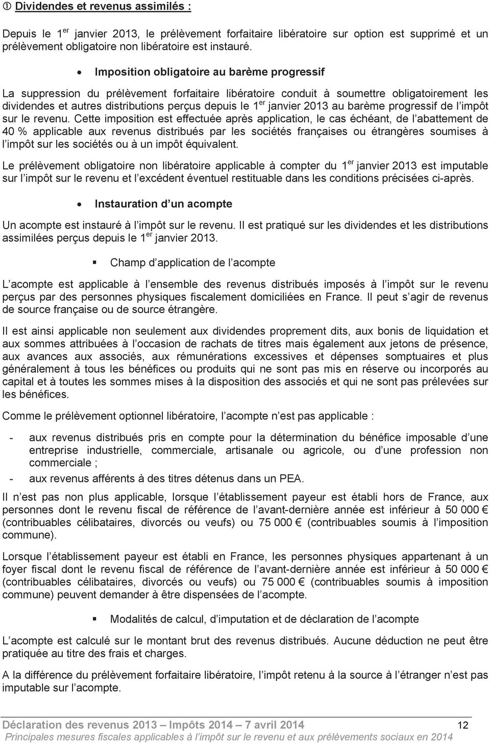 janvier 2013 au barème progressif de l impôt sur le revenu.