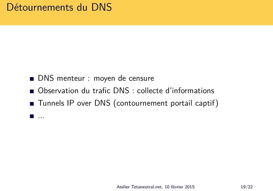 informations Tunnels IP over DNS (contournement