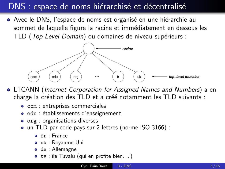 .. com edu org fr uk top level domains L ICANN (Internet Corporation for Assigned Names and Numbers) a en charge la création des TLD et a créé notamment les TLD suivants :