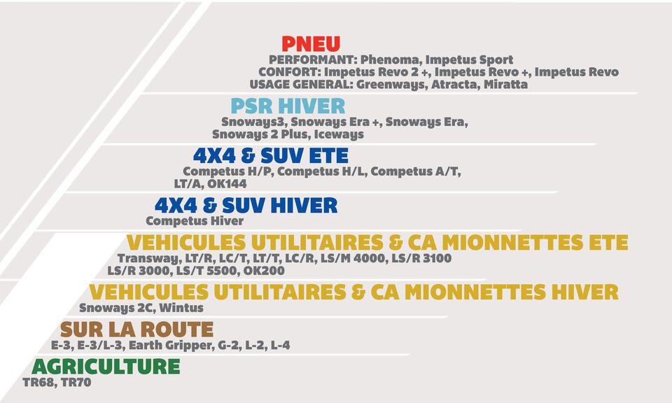 SUV HIVER Competus Hiver VEHICULES UTILITAIRES & CA MIONNETTES ETE Transway, LT/R, LC/T, LT/T, LC/R, LS/M 4000, LS/R 3100 LS/R 3000, LS/T 5500,