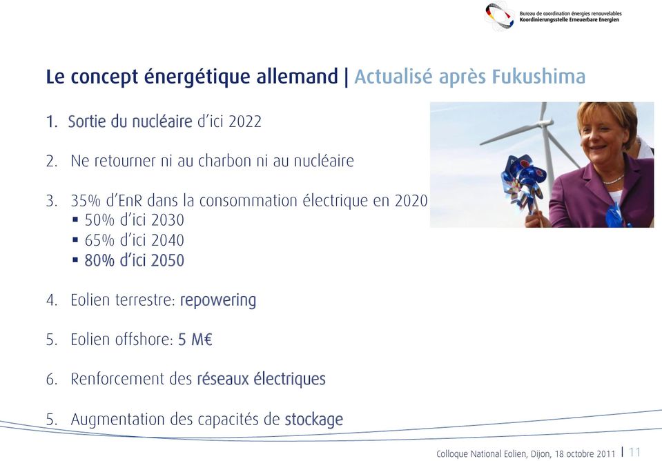 35% d EnR dans la consommation électrique en 2020 " 50% d ici 2030 " 65% d ici 2040 " 80% d ici 2050 4.